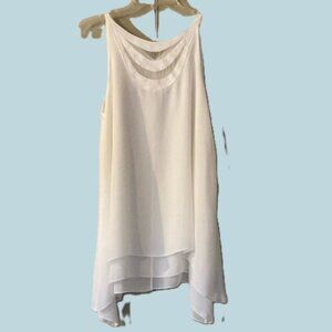 Elegant White Layered Top | Sleeveless | XS